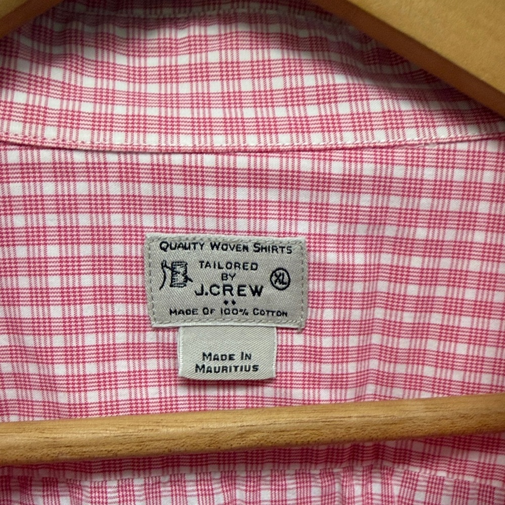 J Crew Men's Pink Checkered Shirt Gingham Size XL Preppy Office Teacher Academia - Picture 4 of 9